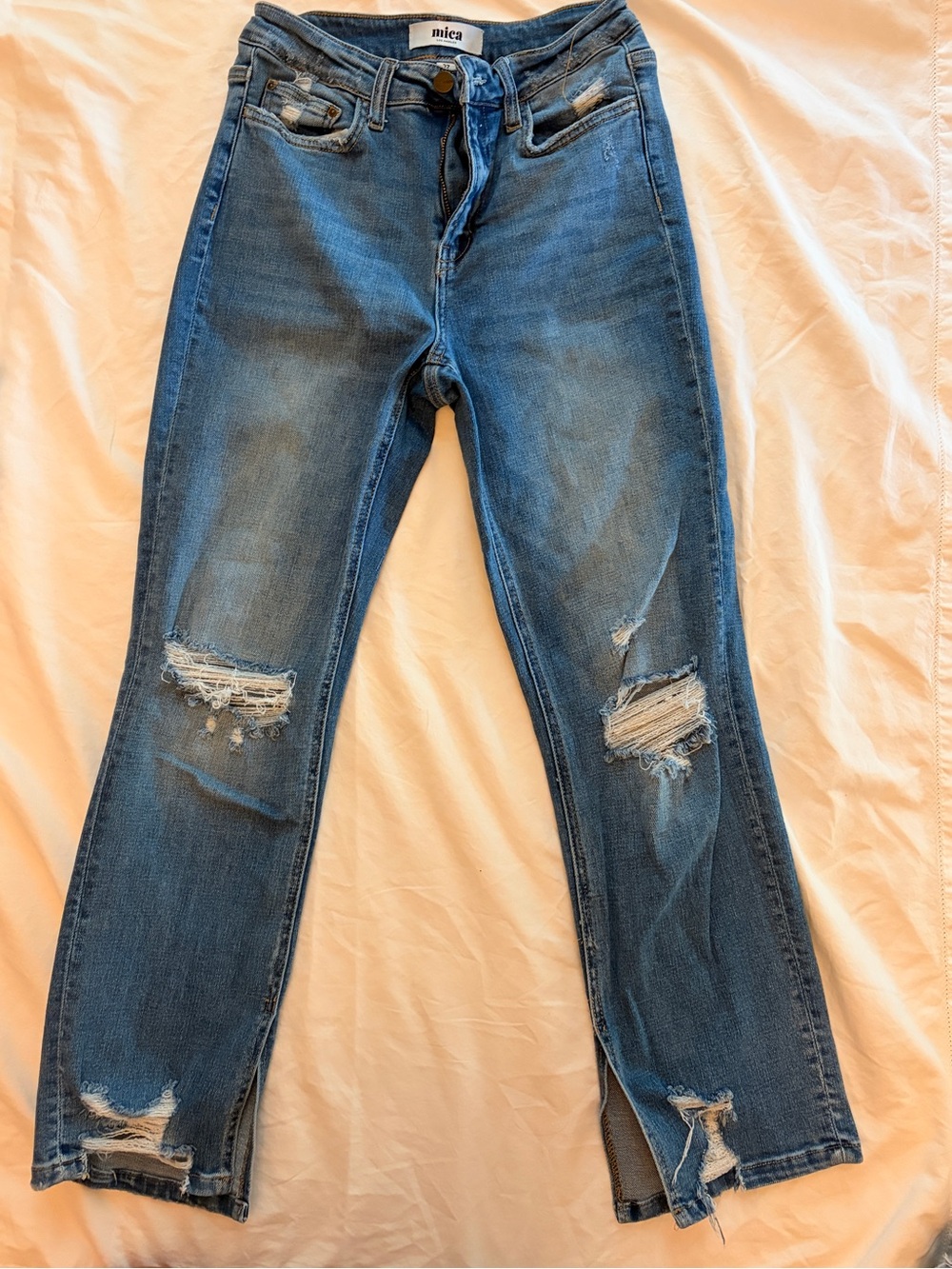 Mica Women's Straight-Leg Distressed Jeans — Blue